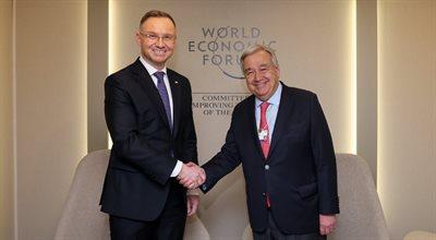 Rozmowa prezydenta Dudy z sekretarzem generalnym ONZ w Davos. Tematem dwie wojny