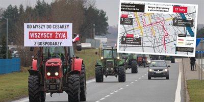 "Marsz gwiaździsty na Warszawę". We wtorek protest rolników i utrudnienia w stolicy [MAPA]
