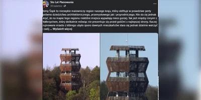 "Największy na świecie pomnik jelita grubego". Nowa wieża w Wałbrzychu śmieszy internautów