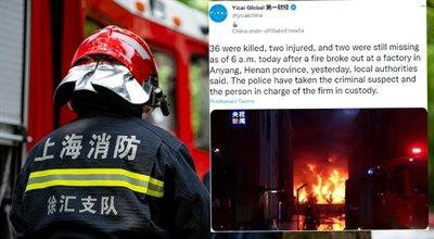 Chiny: tragiczny pożar fabryki. Kilkadziesiąt ofiar śmiertelnych