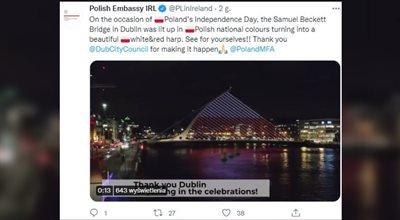 Dublin świętuje polską niepodległość. Słynny most podświetlono na biało-czerwono