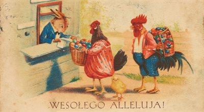 Wielkanocne pocztówki. Jajka, kurczaki i zające