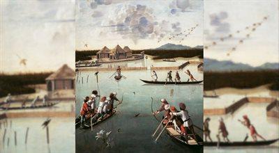 "Weneckie damy" i "Polowanie na lagunie" - obraz przecięty na pół