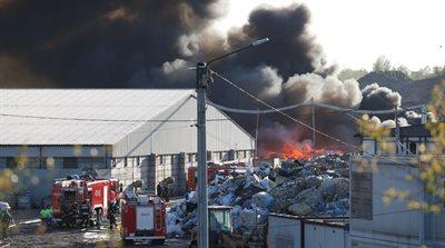 Potężny pożar w Siemianowicach Śląskich. Płonie składowisko odpadów